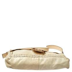 Pre Owned Fendi White Soft Leather Giant Baguette Whipstitch Shoulder Bag