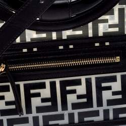 Pre Owned Fendi Transparent/Black Zucca PVC and Leather Small Runaway Shopper Tote