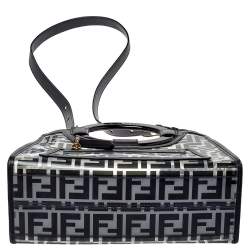 Pre Owned Fendi Transparent/Black Zucca PVC and Leather Small Runaway Shopper Tote
