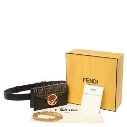 Pre Owned Fendi Black/Brown Leather FF Logo Belt Bag