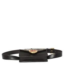 Pre Owned Fendi Black/Brown Leather FF Logo Belt Bag