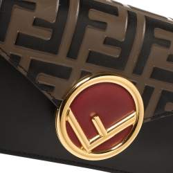 Pre Owned Fendi Black/Brown Leather FF Logo Belt Bag