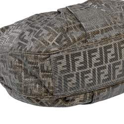Pre Owned Fendi Metallic Zucca Lurex Fabric Mia Hobo