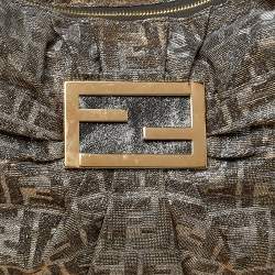 Pre Owned Fendi Metallic Zucca Lurex Fabric Mia Hobo
