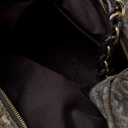 Pre Owned Fendi Metallic Zucca Lurex Fabric Mia Hobo
