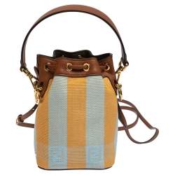 Pre Owned Fendi Multicolor Canvas and Leather Mini Mon Tresor Drawstring Bucket Bag
