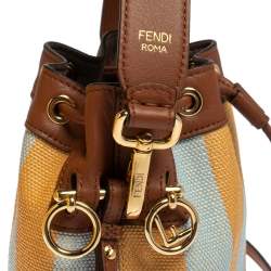 Pre Owned Fendi Multicolor Canvas and Leather Mini Mon Tresor Drawstring Bucket Bag