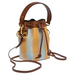 Pre Owned Fendi Multicolor Canvas and Leather Mini Mon Tresor Drawstring Bucket Bag