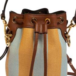 Pre Owned Fendi Multicolor Canvas and Leather Mini Mon Tresor Drawstring Bucket Bag