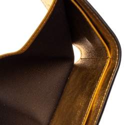 مملوكة مسبقًا محفظة فندي ميكرو أف أف ثلاثية الطية جلد مطبوع نقشة شعار الماركة ذهبي 