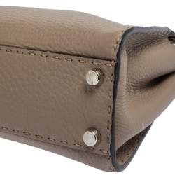 Pre Owned Fendi Beige Leather and Python Mini Peekaboo Top Handle Bag