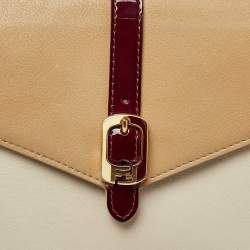 Pre Owned Fendi Tricolor Leather and Patent Leather Trim Fendista Envelope Clutch