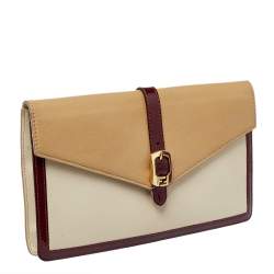 Pre Owned Fendi Tricolor Leather and Patent Leather Trim Fendista Envelope Clutch