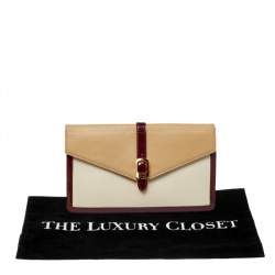 Pre Owned Fendi Tricolor Leather and Patent Leather Trim Fendista Envelope Clutch