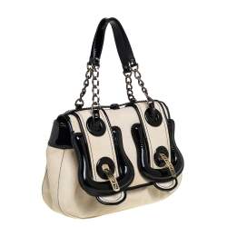 Pre Owned Fendi Black Canvas and Patent Leather B Shoulder Bag