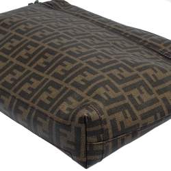 Pre Owned Fendi Tobacco Zucca Coated Canvas Briefcase