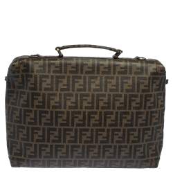 Pre Owned Fendi Tobacco Zucca Coated Canvas Briefcase