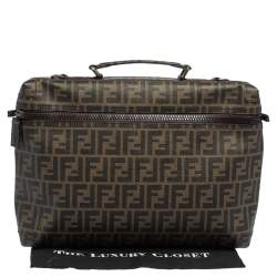 Pre Owned Fendi Tobacco Zucca Coated Canvas Briefcase