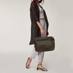 Pre Owned Fendi Tobacco Zucca Coated Canvas Briefcase