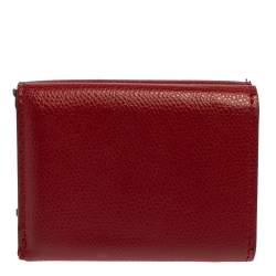 Pre Owned محفظة فندي طية ثلاثية أف إيز فندي جلد زوكا بني / أحمر