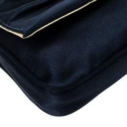 Pre Owned Fendi Navy Blue Satin Mia Pochette Bag 