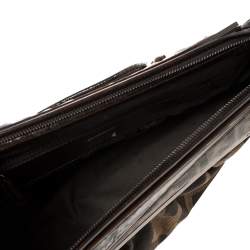 Pre Owned Fendi Tobacco Zucca Canvas and Patent Leather To You Convertible Clutch Bag