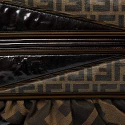 Pre Owned Fendi Tobacco Zucca Canvas and Patent Leather To You Convertible Clutch Bag
