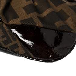 Pre Owned Fendi Tobacco Zucca Canvas and Patent Leather To You Convertible Clutch Bag
