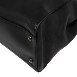 Pre Owned Fendi Black Leather and Calf Hair Lining Medium Peekaboo Top Handle Bag