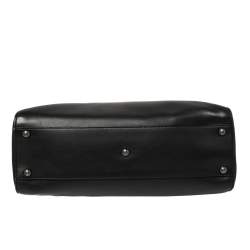 Pre Owned Fendi Black Leather and Calf Hair Lining Medium Peekaboo Top Handle Bag