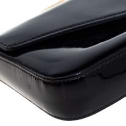 Pre Owned Fendi Black Patent Leather F Wallet On Chain
