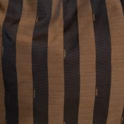 Pre Owned Fendi Tobacco/Tan Canvas and Leather Large Pequin Striped Hobo