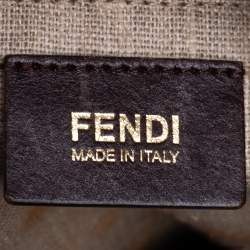 Pre Owned Fendi Tobacco/Tan Canvas and Leather Large Pequin Striped Hobo