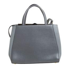 Pre Owned Fendi Grey Leather Small 2Jours Tote