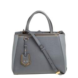 Pre Owned Fendi Grey Leather Small 2Jours Tote