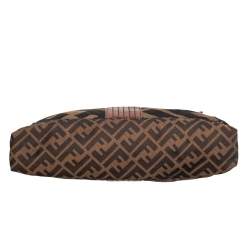Fendi Brown Zucca Canvas and Leather Maxi Baguette Flap Shoulder Bag