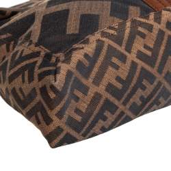 Fendi Brown Zucca Canvas and Leather Maxi Baguette Flap Shoulder Bag