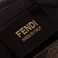 Fendi Brown Zucca Canvas and Leather Maxi Baguette Flap Shoulder Bag