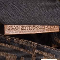 Pre Owned Fendi Tobacco Zucca Canvas and Leather Chain Baguette Shoulder Bag