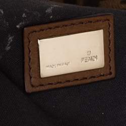 Pre Owned Fendi Tobacco Zucca Canvas and Leather Chain Baguette Shoulder Bag