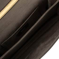 Pre Owned Fendi Gold Leather Floral Studded Kan I Shoulder Bag