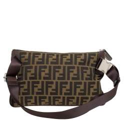 Fendi Tobacco Zucca Canvas Slim Waist Belt Bag