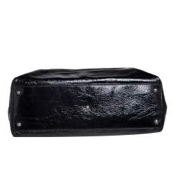 Pre Owned Fendi Black Crinkled Patent Leather Large Peekaboo Tote