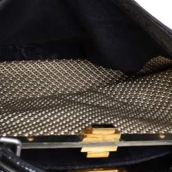 Pre Owned Fendi Black Crinkled Patent Leather Large Peekaboo Tote