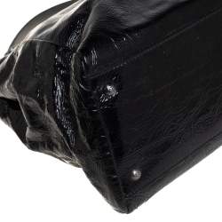 Pre Owned Fendi Black Crinkled Patent Leather Large Peekaboo Tote