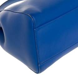 Pre Owned Fendi Blue Leather Mini Peekaboo Top Handle Bag