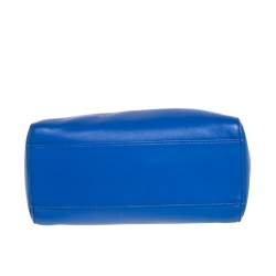 Pre Owned Fendi Blue Leather Mini Peekaboo Top Handle Bag