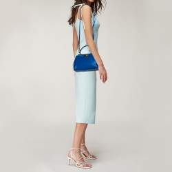 Pre Owned Fendi Blue Leather Mini Peekaboo Top Handle Bag
