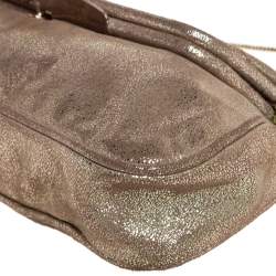 Pre Owned Fendi Metallic Gold Suede Borderline Chain Clutch