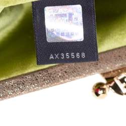 Pre Owned Fendi Metallic Gold Suede Borderline Chain Clutch